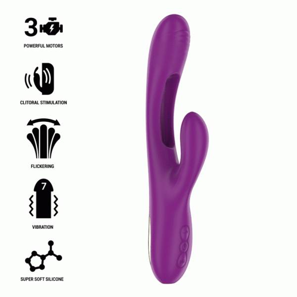 INTENSE - APOLO VIBRATEUR MULTIFONCTION RECHARGEABLE 7 VIBRATIONS AVEC LANGUE OSCILLANTE VIOLET - – Image 2