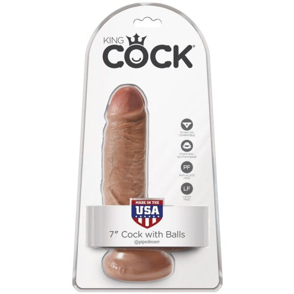 KING COCK - PÉNIS RÉALISTE AVEC BOULES 13.2 CM CARAMEL - – Image 6