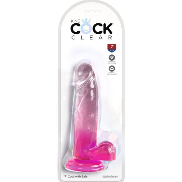 KING COCK - CLEAR PÉNIS RÉALISTE AVEC BOULES 15.2 CM ROSE - – Image 2