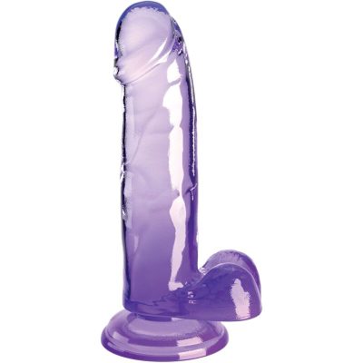 KING COCK - CLEAR PÉNIS RÉALISTE AVEC BOULES 15.2 CM VIOLET -