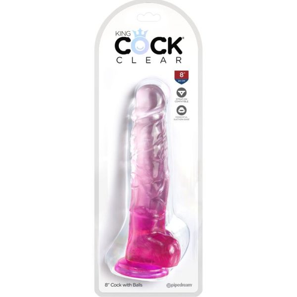 KING COCK - CLEAR PÉNIS RÉALISTE AVEC BOULES 16.5 CM ROSE - – Image 2