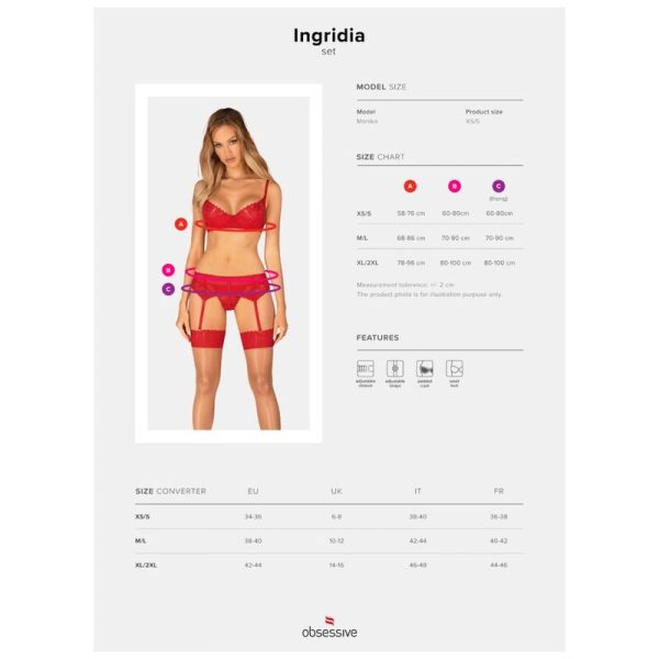 OBSESSIVE - INGRIDIA ENSEMBLE TROIS PIÈCES ROUGE XS/S - – Image 7