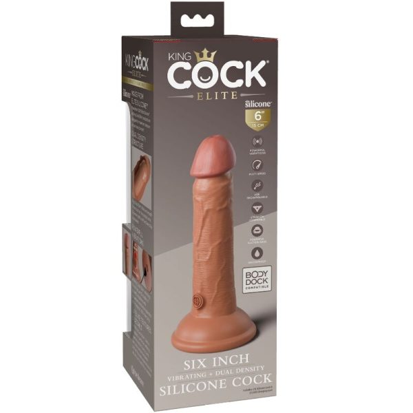 KING COCK - ELITE GODE RÉALISTE VIBRANT & SILICONE 15.2 CM CARAMEL - – Image 5