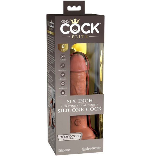 KING COCK - ELITE GODE RÉALISTE VIBRANT & SILICONE 15.2 CM CARAMEL - – Image 6