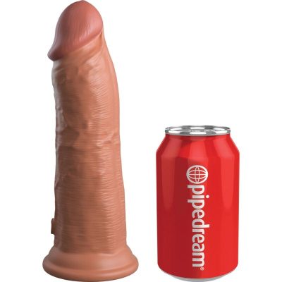 KING COCK - ELITE GODE RÉALISTE VIBRANT & SILICONE 20.3 CM CARAMEL -