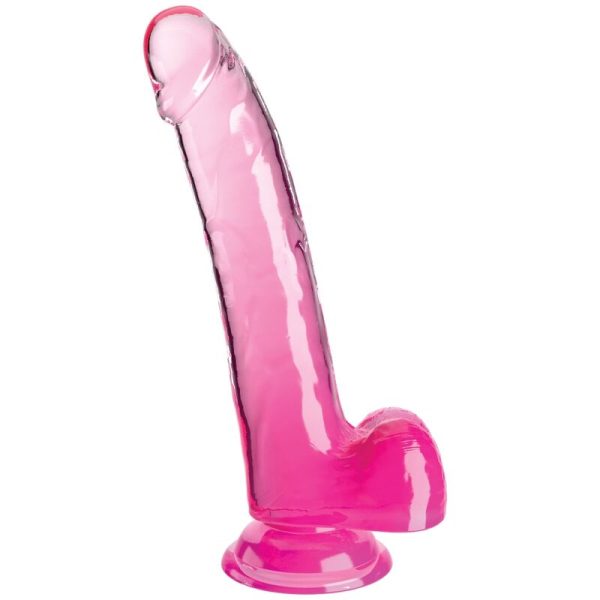 KING COCK - CLEAR GODE AVEC TESTICULES 20.3 CM ROSE -