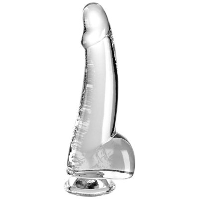 KING COCK - CLEAR GODE AVEC TESTICULES 15.2 CM TRANSPARENT -
