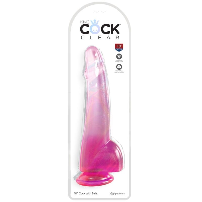 KING COCK - CLEAR GODE  TESTICULES 19 CM ROSE - – Image 2