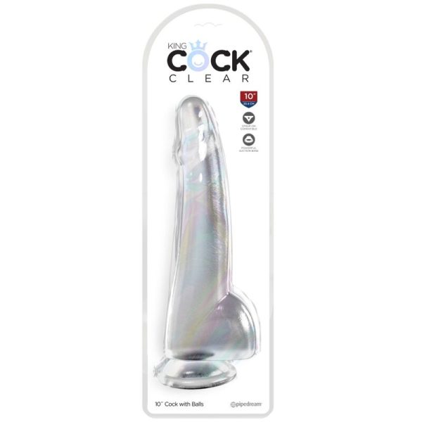 KING COCK - CLEAR GODE  TESTICULES 19 CM TRANSPARENT - – Image 2