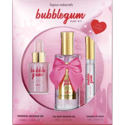BIJOUX - INDISCRETS KIT DE JEU BUBBLEGUM AVEC HUILE, GEL ET BRILLANT LÈVRES -