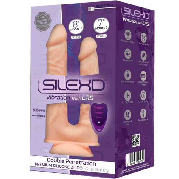 SILEXD - MODÈLE 1 VIBRATEUR PÉNIS RÉALISTE DOUBLE PÉNÉTRATION PREMIUM SILEXPAN SILICONE TÉLÉCOMMANDE 17.5 / 19.5 CM - – Image 3