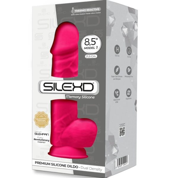 SILEXD - MODÈLE 1 PÉNIS RÉALISTE PREMIUM SILEXPAN SILICONE FUCHSIA 21.5 CM - – Image 3