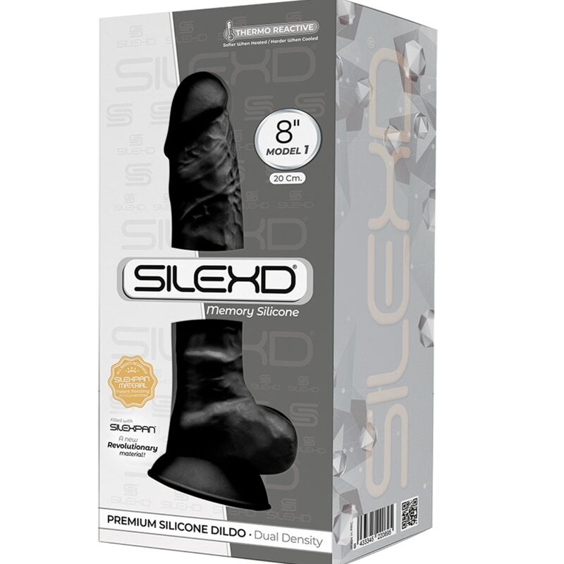SILEXD - MODÈLE 1 PÉNIS RÉALISTE PREMIUM SILEXPAN SILICONE NOIR 20 CM - – Image 2