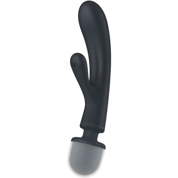 SATISFYER - MASSEUR VIBRATEUR LAPIN TRIPLE LOVER GRIS -