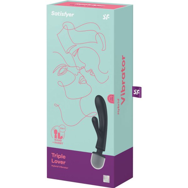 SATISFYER - MASSEUR VIBRATEUR LAPIN TRIPLE LOVER GRIS - – Image 7