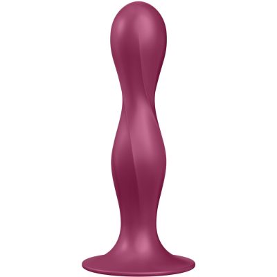 SATISFYER - GODE EN SILICONE DOUBLE BALL-R GRENAT -