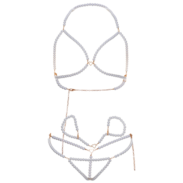 LEG AVENUE - ENSEMBLE BRACELETS SOUTIEN-GORGE ET STRING PERLES - – Image 5