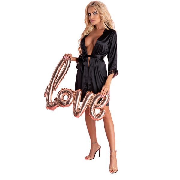 LIVCO CORSETTI FASHION - ARILADYEN LC 90568 ROBE DE CHAMBRE + CULOTTE NOIR L/XL -