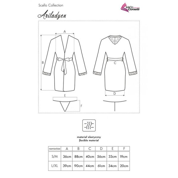 LIVCO CORSETTI FASHION - ARILADYEN LC 90568 ROBE DE CHAMBRE + CULOTTE NOIR L/XL - – Image 3