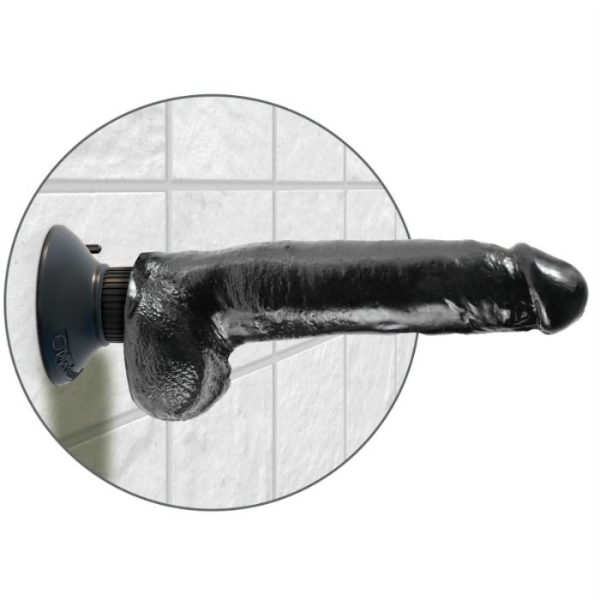 KING COCK - GODE VIBRANT AVEC TESTICULES 23 CM NOIR - – Image 4