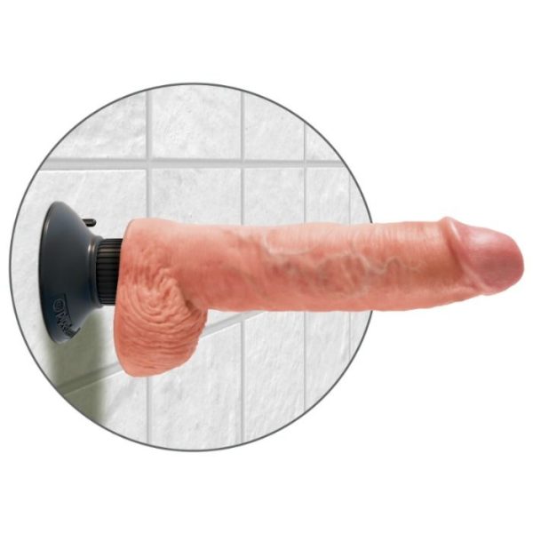 KING COCK - GODE VIBRANT AVEC TESTICULES 25.5 CM COULEUR NATURELLE - – Image 4