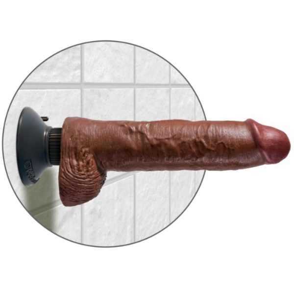 KING COCK - GODE VIBRATEUR AVEC TESTICULES 25.5 CM COULEUR MARRON -