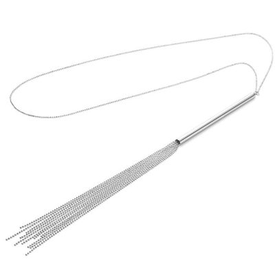 BIJOUX - MAGNIFIQUE COLLIER CHAÎNE / FOUET MÉTAL ARGENT -
