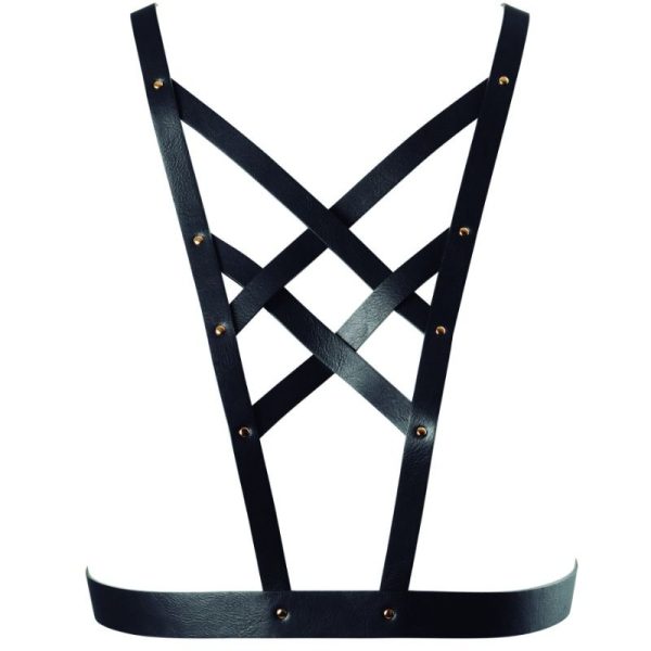 BIJOUX - INDISCRETS MAZE HARNAIS CROISÉ AVEC COLLIER NOIR -