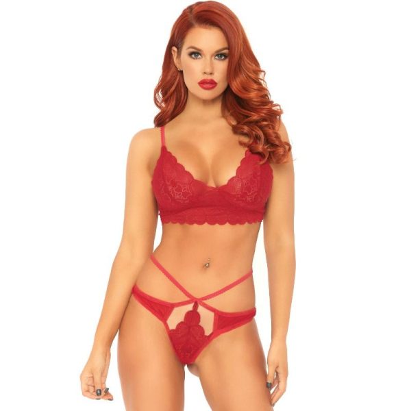 LEG AVENUE - ENSEMBLE 2 PIÈCES BRALETTE ET STRING DENTELLE M/L -