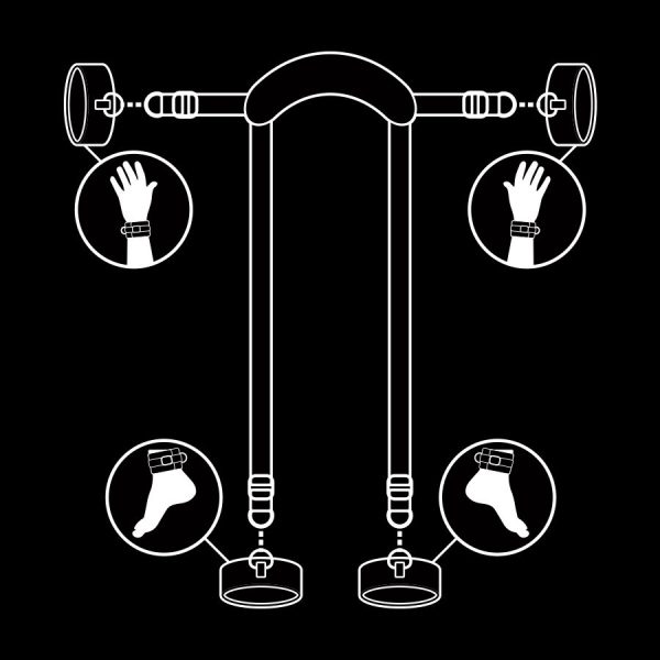 FETISH SUBMISSIVE - POSITION MAÎTRE AVEC 4 MENOTTES DOUBLÉES DE NOPRÈNE - – Image 4