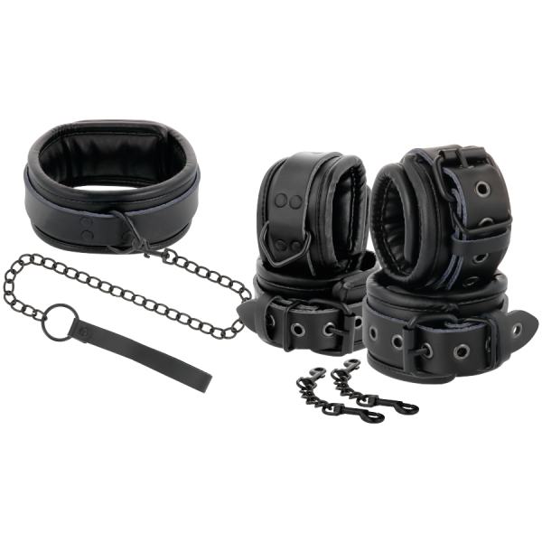 DARKNESS - MENOTTES ET COLLIER EN CUIR NOIR - – Image 2