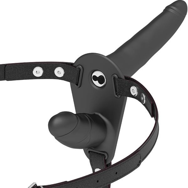 FETISH SUBMISSIVE HARNESS - VIBRATEUR NOIR DOUBLE PÉNÉTRATION - – Image 2