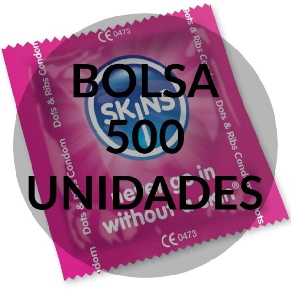 SKINS - PRÉSERVATIFS POINTS & BANDES SAC 500 UNITÉS - – Image 2