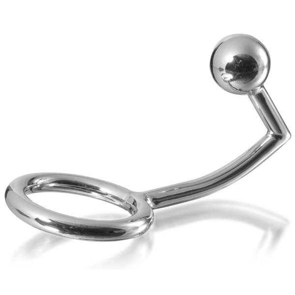 METAL HARD - ANNEAU COCK RING AVEC CROCHET INTRUS ANAL 40MM - – Image 3
