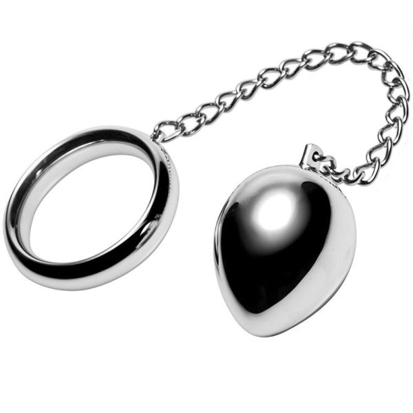 METAL HARD - ANNEAU PÉNIEN 45MM + CHAÎNE AVEC BILLE MÉTALLIQUE -