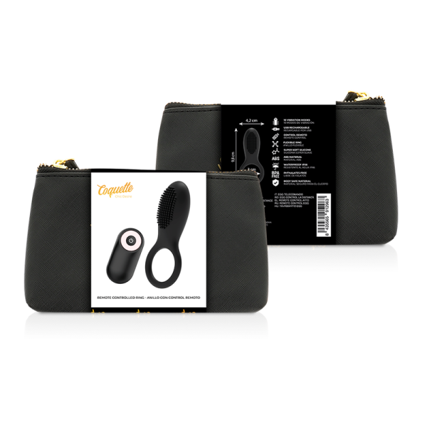 COQUETTE TOYS - COCKRING TÉLÉCOMMANDE RECHARGEABLE NOIR/ OR - – Image 2