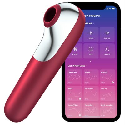 SATISFYER - VIBRATEUR ET ASPIRATION DUAL LOVE AVEC AIR PULSÉ ROUGE -