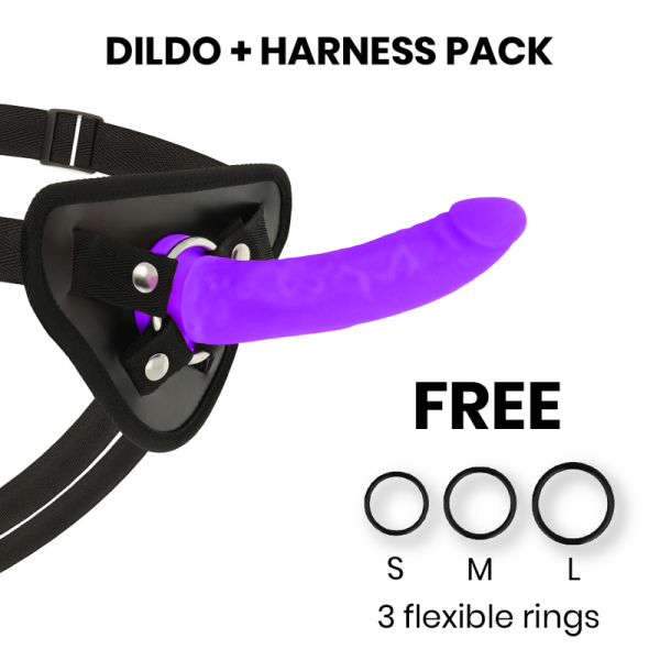 DELTA CLUB - TOYS HARNAIS + DONG SILICONE VIOLET 17 CM -O- 3 CM -