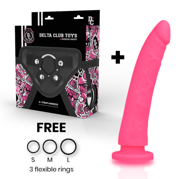 DELTA CLUB - TOYS HARNAIS + DONG SILICONE ROSE 20 CM -O- 4 CM - – Image 2