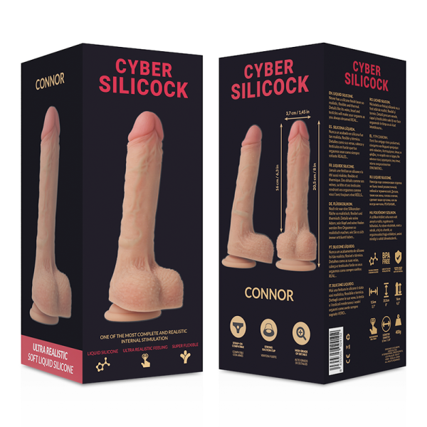 CYBER SILICOCK - CONNOR SILICONE LIQUIDE SOUPLE ULTRA RÉALISTE 20.5 CM -O- 3.7 CM - – Image 7