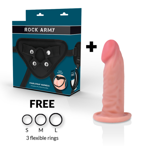 ROCKARMY - HARNAIS + GODE RÉALISTE TIGRE DOUBLE DENSITÉ 14 CM -O- 4.46 CM - – Image 2