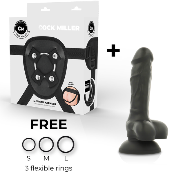 COCK MILLER - HARNAIS + SILICONE DENSITÉ COCKSIL ARTICULABLE NOIR 13 CM - – Image 2