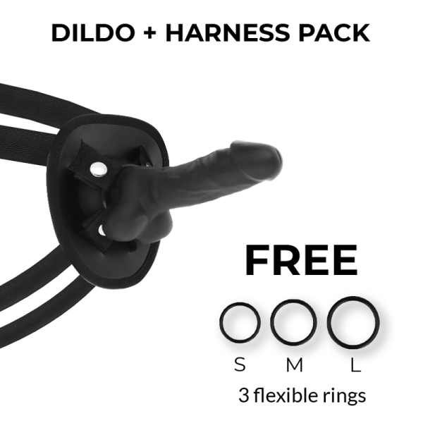 COCK MILLER - HARNAIS + SILICONE DENSITÉ COCKSIL ARTICULABLE NOIR 13 CM -