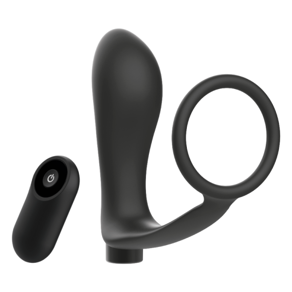ADDICTED TOYS - ANNEAU PÉNIS AVEC TÉLÉCOMMANDE PLUG ANAL NOIR RECHARGEABLE - – Image 3