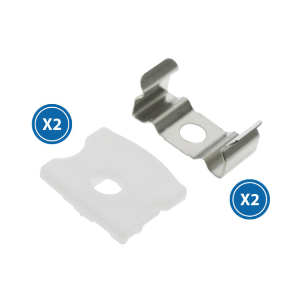 Pack 2 Chevilles et 2 agrafes pour Profil LM3721 - Ledme - LM3721A