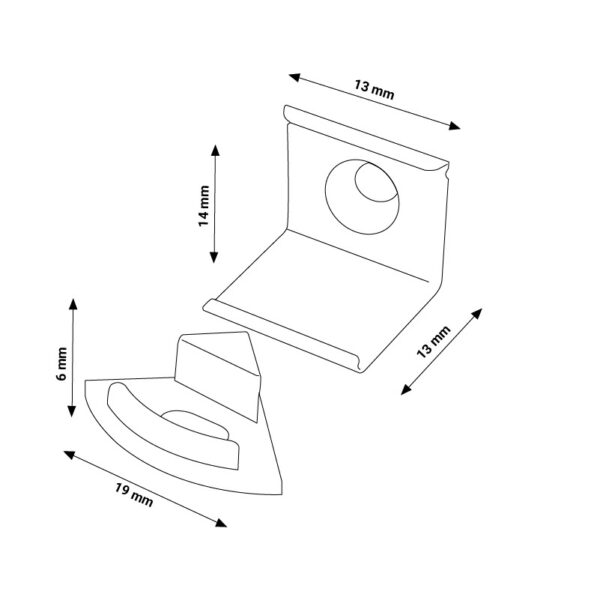 Pack 2 Chevilles et 2 agrafes pour Profil LM3713 - Ledme - LM3713A – Image 2