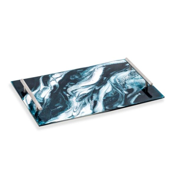 Plateau de service en acrylique  -   Navy | White | Metallic - LYNN & LIANA