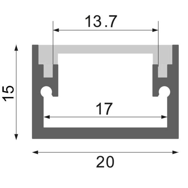 Profilé aluminium Fat - 2 mètres Aluminium - Ledme - LM3815 – Image 2