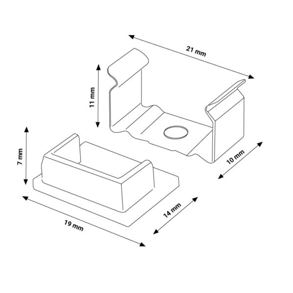 Pack 2 Chevilles et 2 agrafes pour Profil LM3727 - Ledme - LM3727A – Image 2