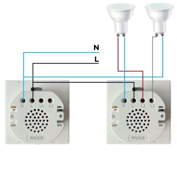 Interrupteur tactile à double commutation - DSC Blanc - Ledme - FCM-05-W – Image 2